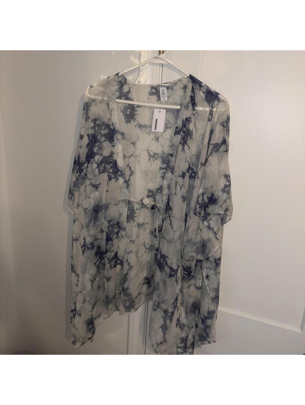 Sonoma New $50 One Size Open Front Sheer Tie-Dye Kimono Cardigan Womans - Picture 5 of 9